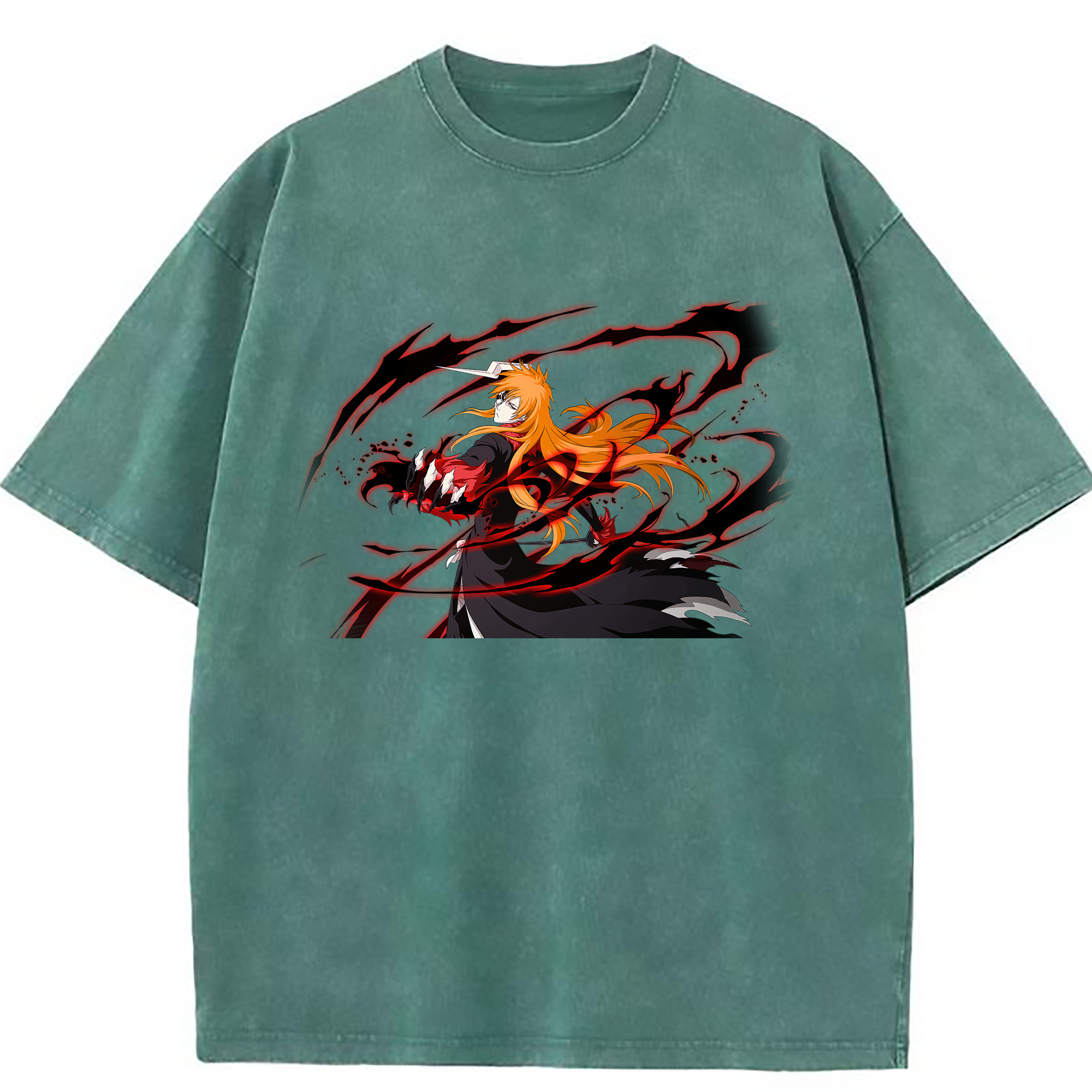 （画像用） ブリーチ 黒崎一護（くろさき いちご）BLEACH Kurosaki Ichigo 綿100% ヴィンテージ風 半袖Tシャツ（フロントプリント）